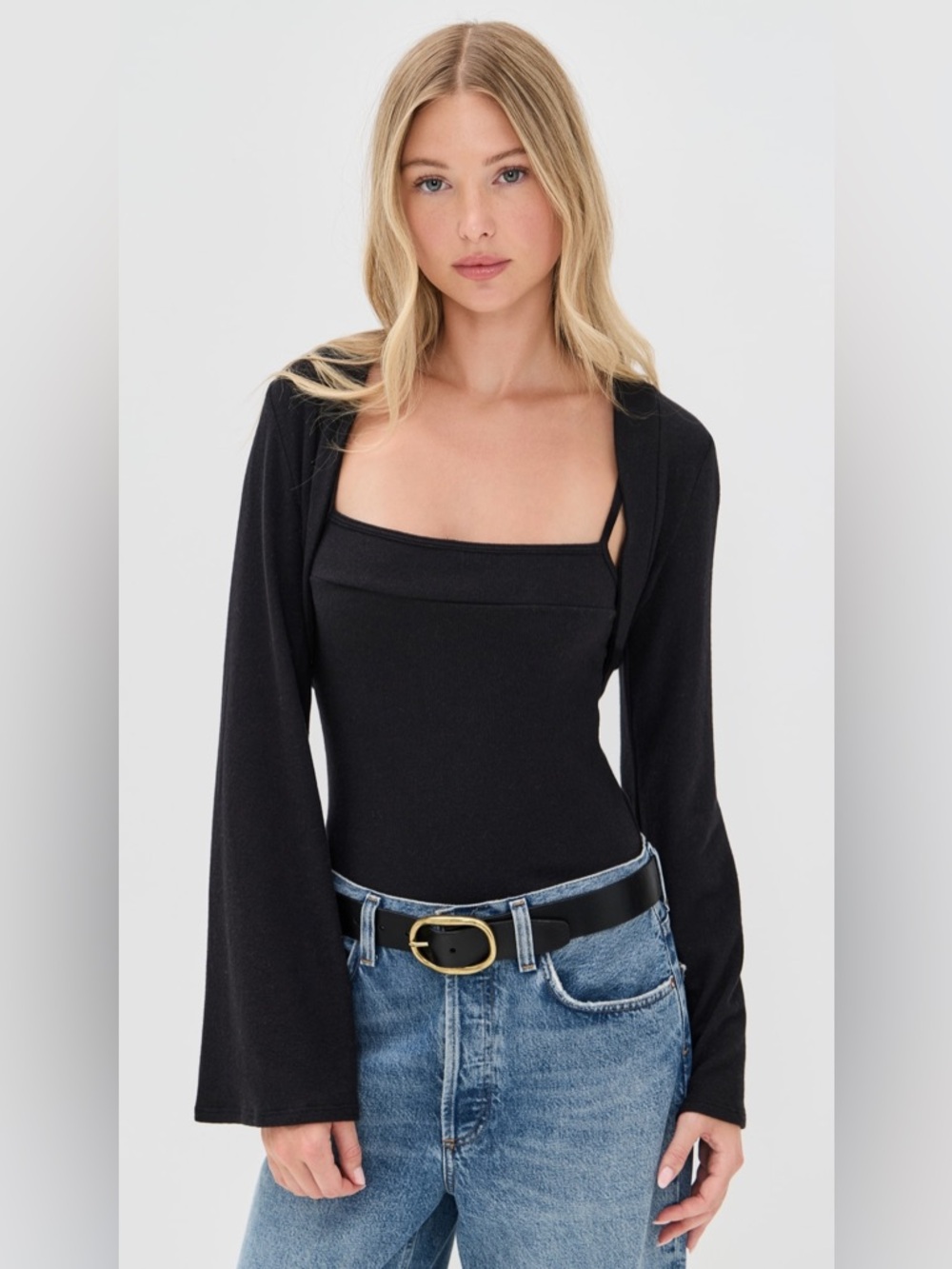 Reformation Chloe Knit Shrug Set Black - Size S